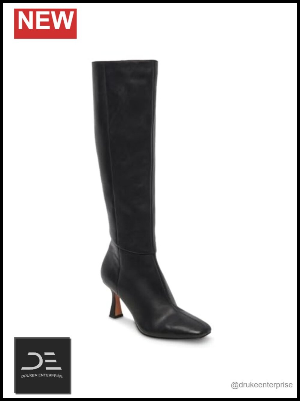 Knee High Square Toe Kitten Heel Boots Women Wide Calf Side Zipper Winter